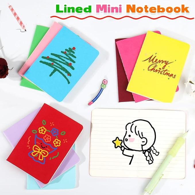 CoZyden 64 Pack Mini Notebook Bulk 3.4 X 5 Inch Small Pocket Lined Journals Set Colorful Cover Notepads for Kids, 30 Sheets/60 Pages