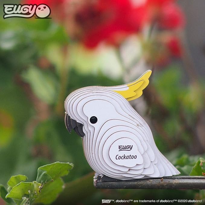 Eugy Cockatoo 3D Puzzle, 22 Piece Eco-Friendly Educational Toy Puzzles for Boys, Girls & Kids Ages 6+