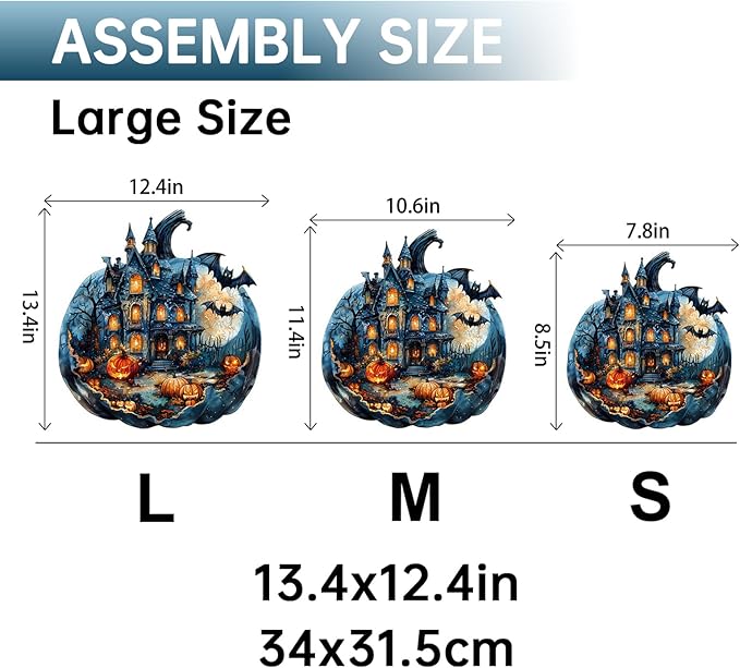 Jigfoxy Wooden Puzzles for Adults, Halloween Pumpkin Wood Puzzles Adult, Unique Animal Shape Wooden Jigsaw Puzzles for Adults, for Puzzle Lovers, Family (L-13.4 * 12.4in-270pcs)