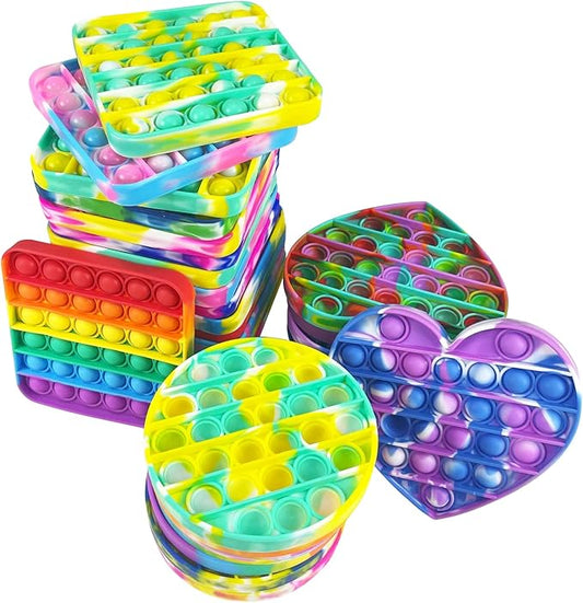 10pcs Random Silicone Tie-dye Push pop Bubble Fidget Toy, Autism Special Needs Stress Reliever, Squeeze Sensory Tools to Relieve Emotional Stress for Kids Adults,Party Toys