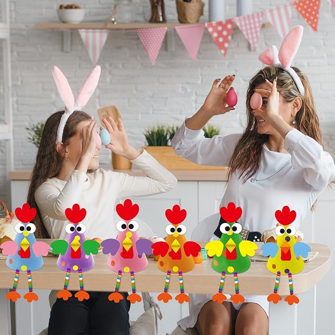 Cinrobiye 24 Sets Easter Craft Kits,DIY 3D Chick Table Sign Decorations Create Your Own Chick Ornaments for Easter Party Favors Spring Classroom and Home Art Activities