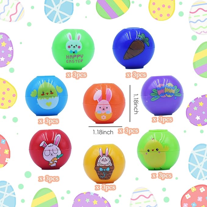 24 Pcs Mini Fidget Spinner Ball Toys for Kids Adults Easter Basket Stuffer, Easter Theme Spinning Tops for Easter Egg Fillers, Party Favors Gifts for Kids Boys Girls
