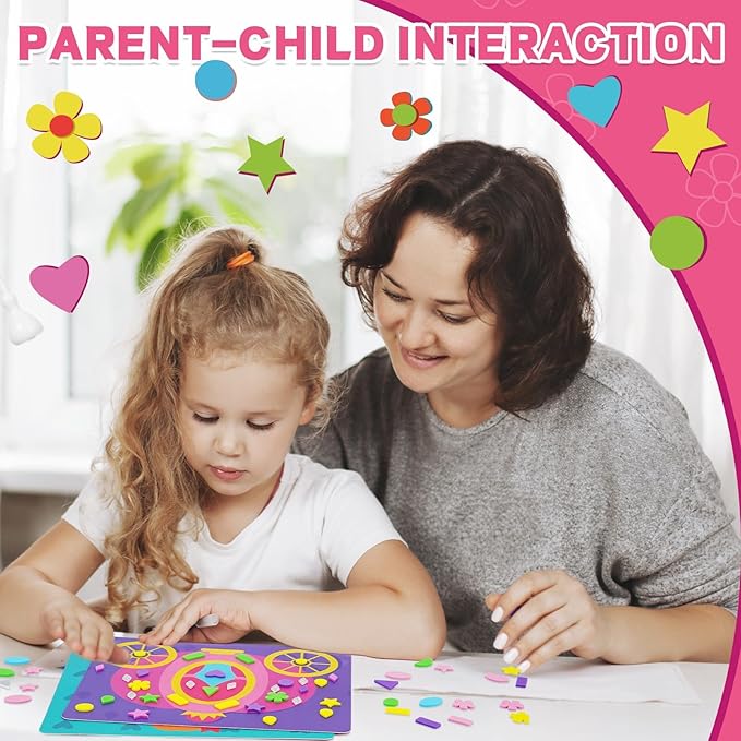 Foam Sticker Art Craft Activity,No Mess Fun Sticker for Kids, DIY 3D Foam Felt Craft Kit,Creative Learning Toy Travel Game,Birthday Christmas Gifts for Boys Girls Toddlers Ages 3 4 5 6 7 8
