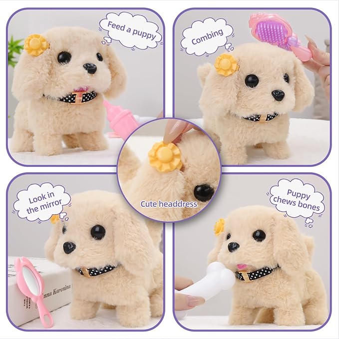 16 Pcs Robot Dog Toys for Girls, Toys for 3 4 5 6 7 8 Year Old Girls Kids Boys, Realistic Robot Puppy Toys for 5-7 6-8, Ideas Birthday Gifts for Girl 3 4 5 6 Year Old