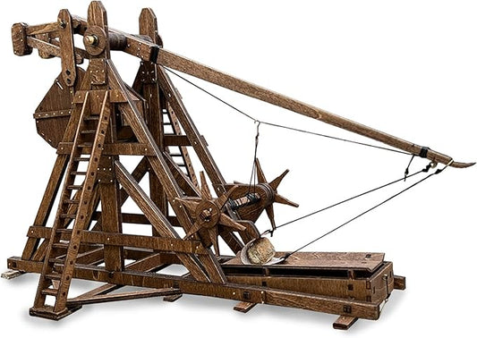 The MINI Counterweight Trebuchet Europe Medieval Siege Equipment Chariot Catapult Weapons DIY 3D Wooden Puzzles Model Kits for Adults STEM Projects Tabletop Toy