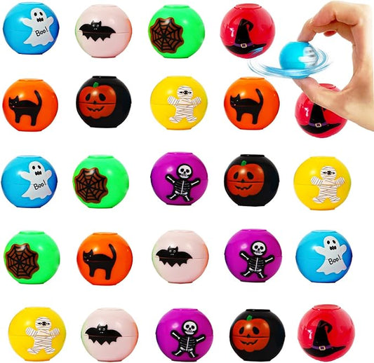 24 Pcs Halloween Mini Fidget Spinners Ball Toys for Kids Adults Halloween Trick or Treat Goodie Bag Fillers Treasure Box Toys for Boys Girls Halloween Party Favors Classroom Prizes