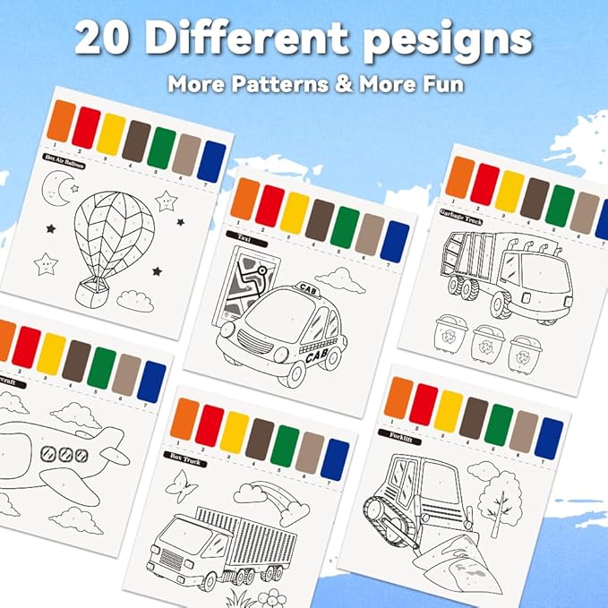 Paint with Water Books for Kid,Transport Coloring Book with Watercolor Paint Set Kids,Travel Coloring Kit,Arts and Crafts Suitable for Birthday