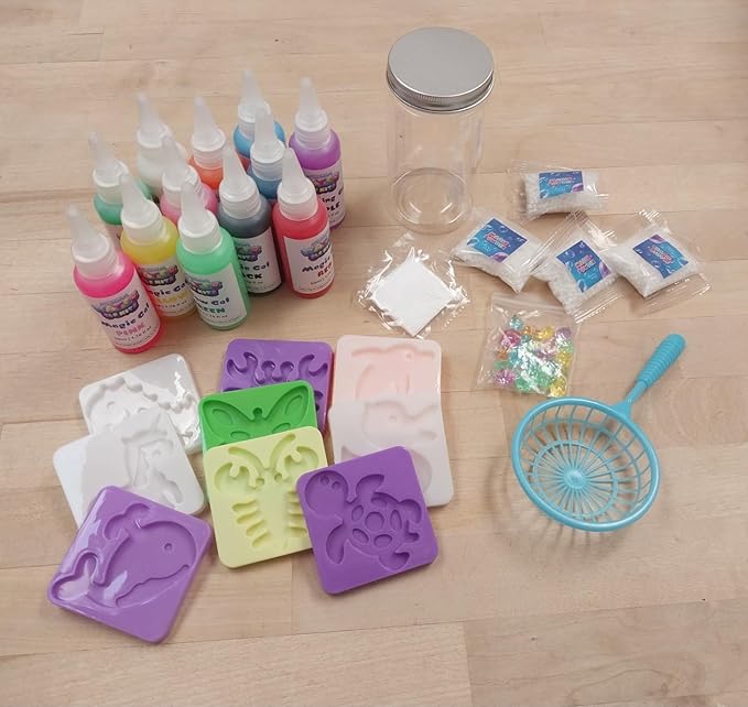 Funewest Magic Water Elf Toy Kit, DIY Aqua Fairy Squishy Gel with 12 Magical Gels & 10 Creature Molds, STEM Arts and Crafts Activity, Make Water Pets, Fun Birthday Gift for Kids