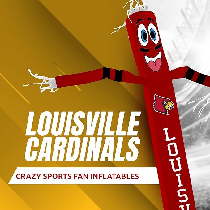 NCAA Louisville Cardinals Football Wacky Waving Inflatable Tube Guy with LED Lights & Built-in Blower - 6" x 36" x 96" Inflatable Tube Man Crazy Sports Fan Outdoor Party Decoration