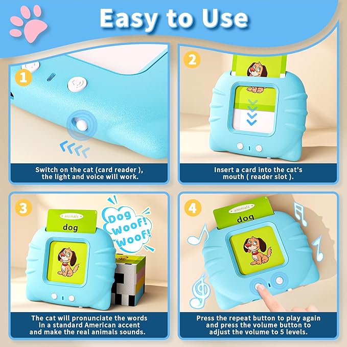 Toddler Toys Talking Flash Cards for 1 2 3 4 5 6 Year Old Boys and Girls, Autism Sensory Toys for Autistic Children, Learning Educational Montessori Speech Therapy 248 Sight Words Kids Gifts