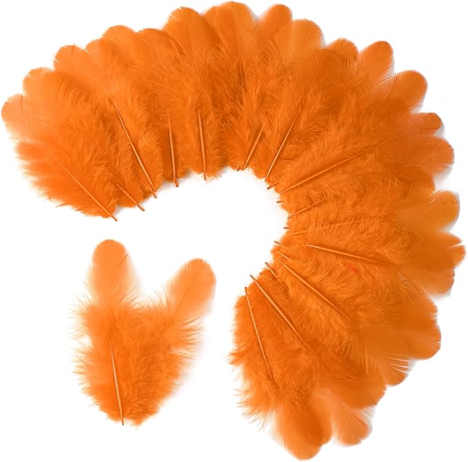 Soarer 300pcs Orange Rooster Feathers Bulk - 3-5inch Craft Feathers for Wedding Home Party, Dream Catcher Supplies and DIY Crafts(Orange)