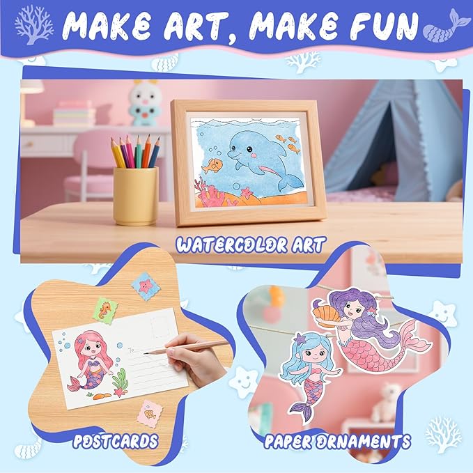 Paint with Water Coloring Books for Kids, Mess Free Watercolor Painting Kit Painting Activity for Kids Ages 3-5 4-8, Arts Crafts Drawing Gift Toy for Boy Girl (Blue)