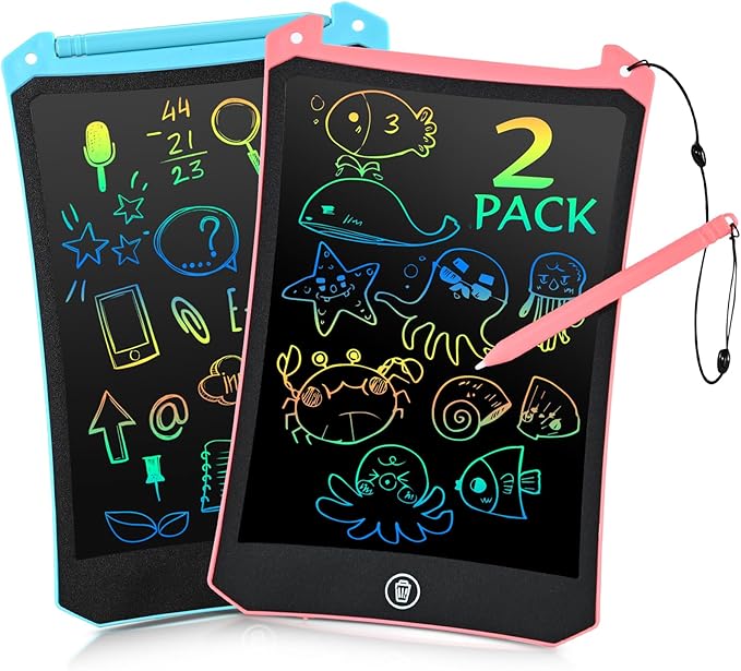 EooCoo Toddler Toys, LCD Writing Tablet for Kids 2 Pack, Drawing Pad for Kids, Toddler Travel Essentials, No Mess Coloring Books, Road Trip Activities, Age 3-5 Boys Girls Gifts - 8.5 Inch