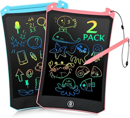 EooCoo Toddler Toys, LCD Writing Tablet for Kids 2 Pack, Drawing Pad for Kids, Toddler Travel Essentials, No Mess Coloring Books, Road Trip Activities, Age 3-5 Boys Girls Gifts - 8.5 Inch