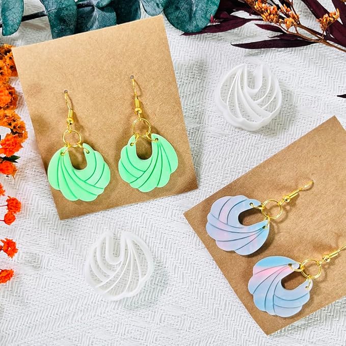 Polymer Clay Cutters – 2PCS Shell Swirl & Abstract Arch Clay Cutters for Polymer Clay Jewelry, Clay Tools and Earring Cutters for DIY Crafts and Earring Kit