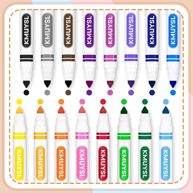KMUYSL Washable Markers Bulk, Assorted Colors - Broad Line Conical Tip Coloring Markers for Kids, School Art Supplies & Back to School Supplies, Teacher Classroom Must Haves (16 Colors, 256 Pcs)