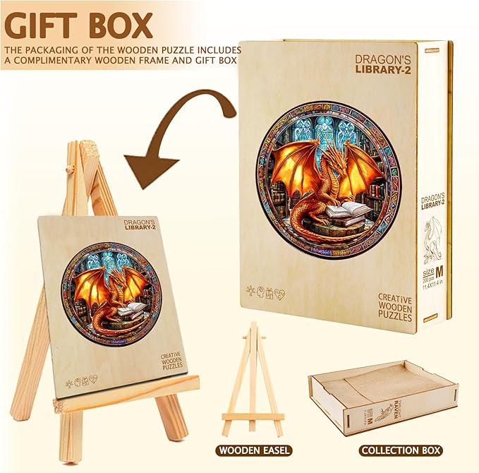 Wooden Puzzles for Adults, Dragon Wooden Puzzle,Extraordinary Gift for Friends and Family - Perfect for Relaxation and Focus.(11.4 * 11.4 in 200pcs)