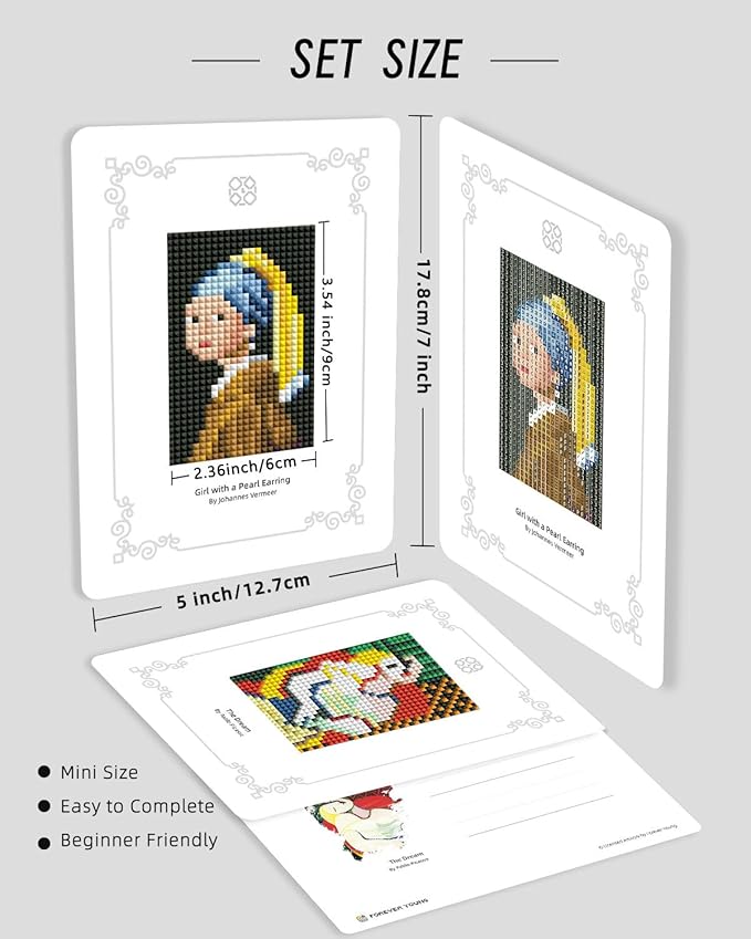Minigem 12pcs Small Diamond Painting Kits Small Diamond Art Kits, Quick & Classic Mini Diamond Painting Kits for Beginners 1-Hour Painting, Postcard-Style Diamond Art Square Drill Pocket-Sized 5x7in