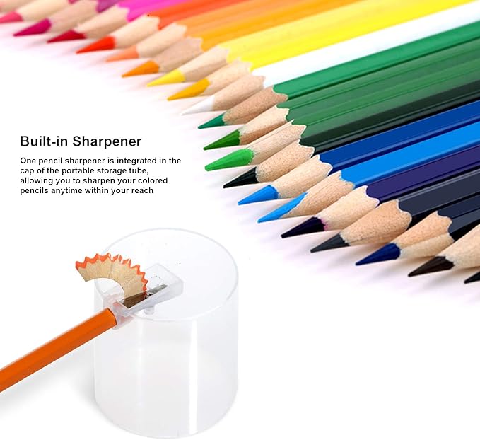 Deli 48 Pack Colored Pencils with Built-in Sharpener in Tube Cap, Vibrant Color Presharpened Pencils for School Kids Teachers, Soft Core Art Drawing Pencils for Coloring, Sketching, and Painting