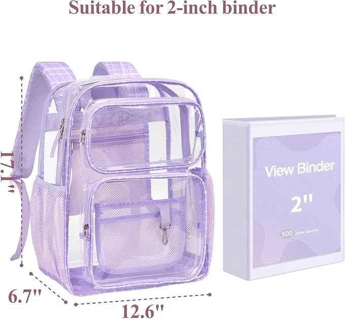 PACKISM Clear Backpack for School - 17 inch Large Heavy Duty Clear Bookbag, See Through PVC Backpacks (for age 12 above)