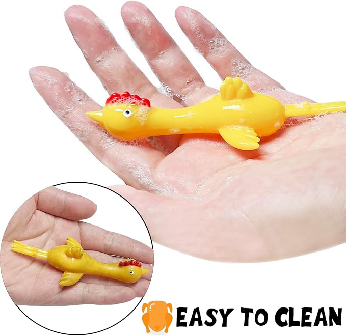 12pk Slingshot Chicken Finger Toys Party Favors for Kids 4-8-12 Boys Teens, Funny Mini Flying Rubber Chickens Bulk Classroom Prizes for Kids Goodie Bags Pinata Fillers Birthday Gifts Stocking Stuffers