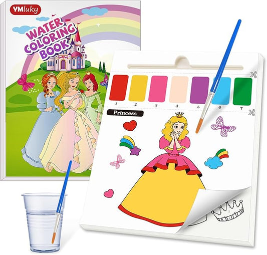 Paint with Water Books for Kid,Princess Coloring Book with Watercolor Paint Set Kids,Travel Coloring Kit,Arts and Crafts Suitable for Birthday