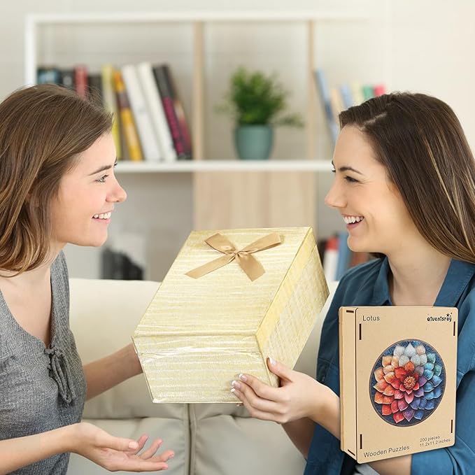 Puzzles for Adults, Mandala Flower Wooden Puzzles 200pcs,11.2x11.2in, Medium, Unique Shaped Lotus Yoga Gifts Jigsaw Puzzles, Irregular Wood Puzzles Creative Gift for Adults and Kids Family Game