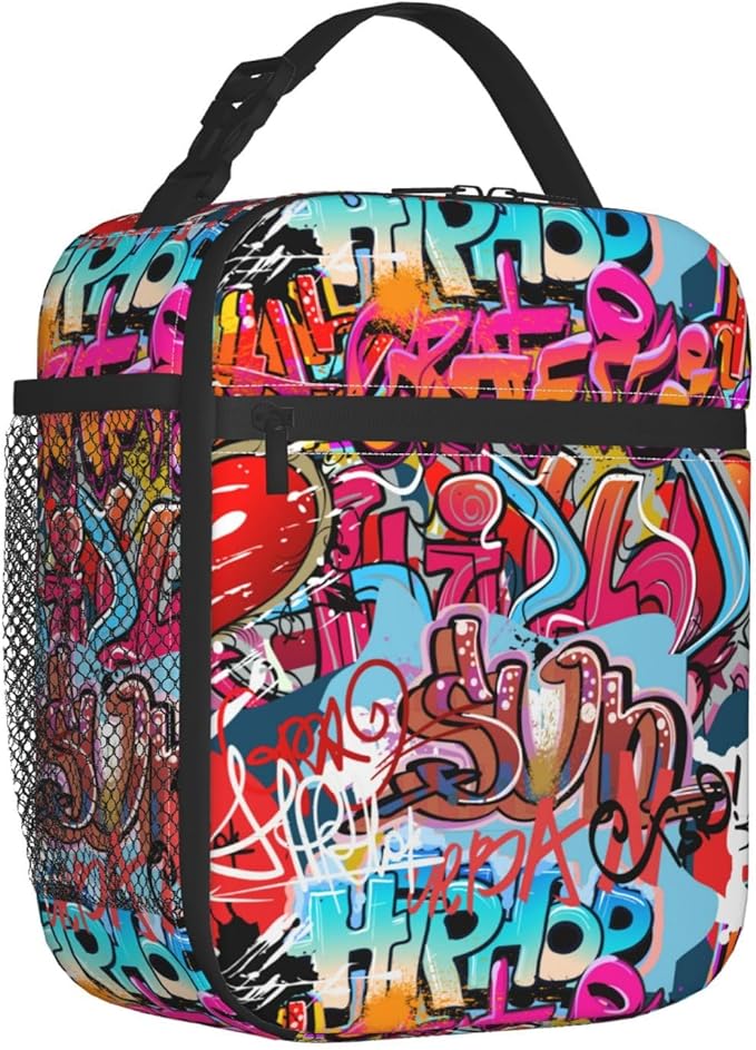 Graffiti Wall, Hip Hop Art Reusable Lunch Box Food Bag Insulated Lunch Bag