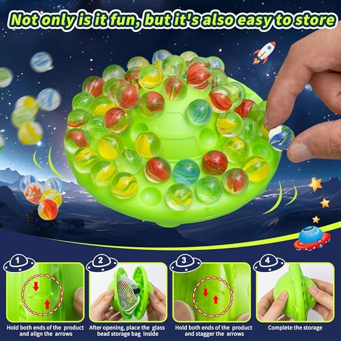 Marble Balance Board Game with 60 Glass Marbles & Storage Base - Fun Family Board Game for Kids & Adults, Party Game for 1-4 Players,Educational STEM Toy & Birthday for Kids Ages 8-12