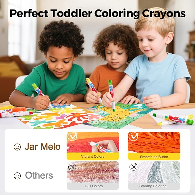 Jar Melo Jumbo Crayons for Toddlers, 36 Colors TwistJoy Non Toxic Washable Crayon, Easy to Hold Large Crayons, Safe for Babies and Children, Gift for Boys and Girls Back to School
