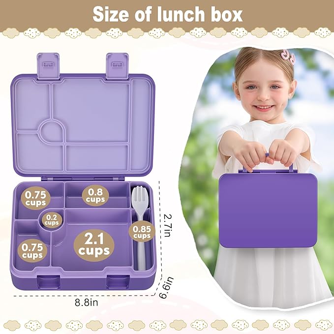 Chill Bento Lunch Box for Kids Adult with Ice Pack Keep Food Cold Fresh 5-Compartment Reusable Leak Proof Lunch Container for Girl Boy School Dishwasher & Freezer Safe