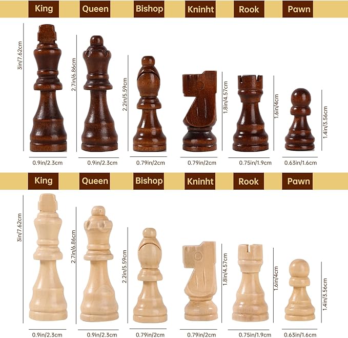 Premium Wooden Chess Set with Protective Carry Bag - 15" Folding Chess Board & Chess Pieces - Classic Strategy Game for Adults & Kids for Chess Lovers, Beginners