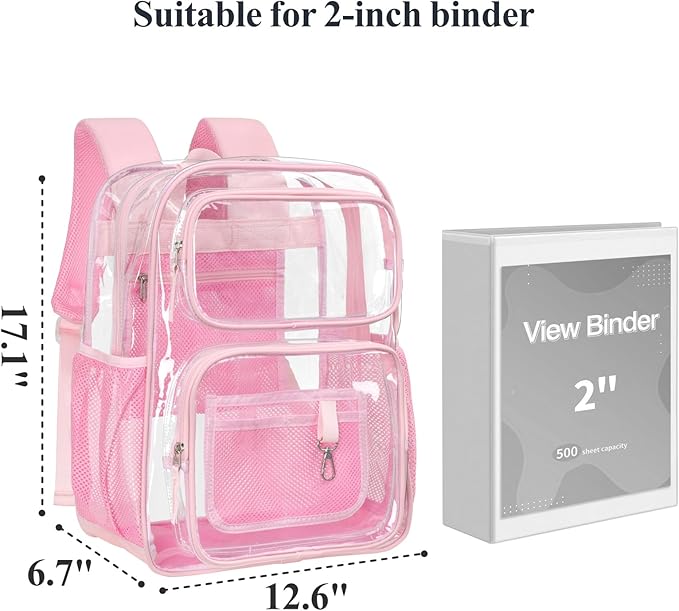 PACKISM Clear Backpack for School - 17 inch Large Heavy Duty Clear Bookbag, See Through PVC Backpacks (for age 12 above)