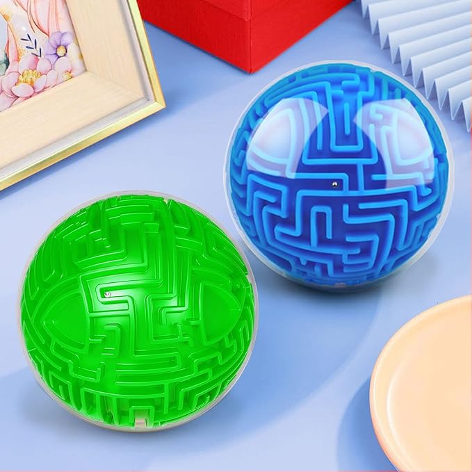 2 Pack 3D Puzzle Maze Ball, Memory Sequential Gravity Cube Balls Educational Toys for Kids Teens & Adults, Hard Challenges Game Lover Tiny Balls Brain Teasers Game Gifts