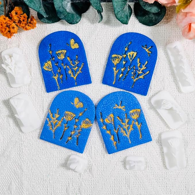 Polymer Clay Molds Nature Garden Set – 7PCS Botanical and Insect Texture Clay Molds for Polymer Clay Jewelry, Floral Clay Tools for Earrings, Crafts and Nature-Inspired Designs