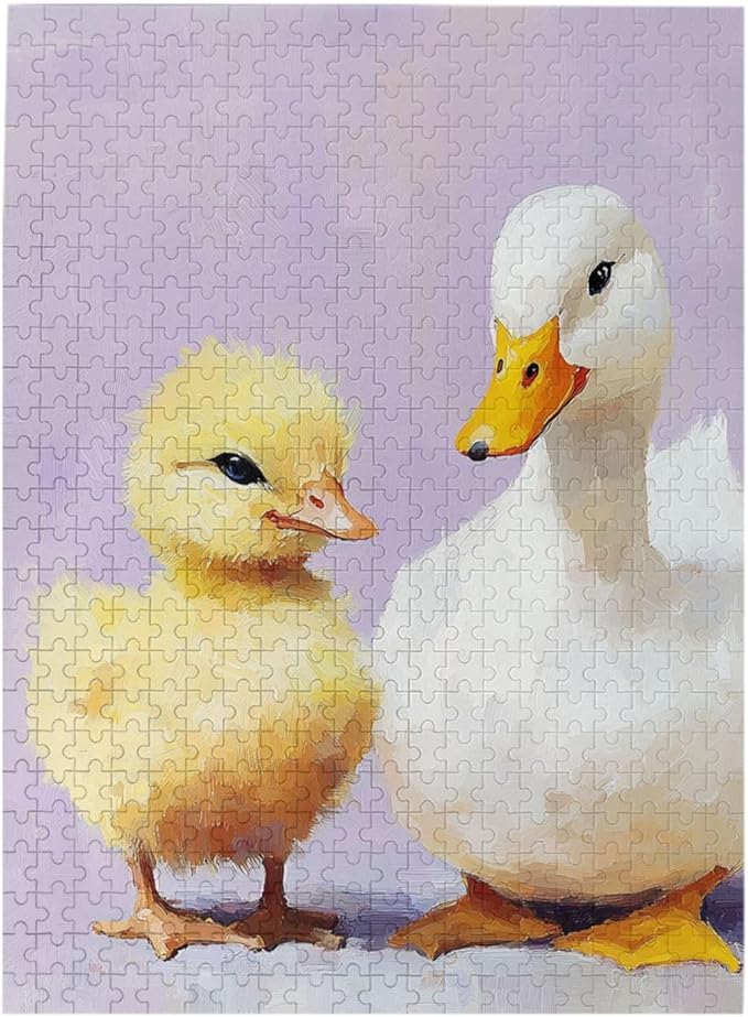 Adorable Chicks and Ducklings,500 Piece Wooden Jigsaw Puzzle for Adults,Brain Training Challenge,Stress Relief Activity,Heartwarming Farmyard Artwork, Eco-Friendly Woodens Pieces