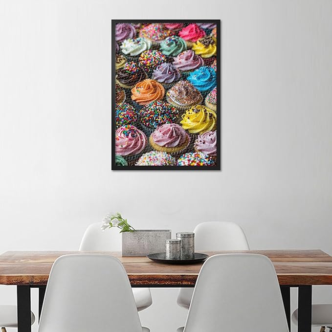 1000 Piece Puzzle for Adults - Delicious Cupcakes with Icing Jigsaw Puzzles, Whimsical Bakery Scene Adult Puzzles 1000 Pieces, Challenging Candy-Colored Design - 27.5x19.7 Inches