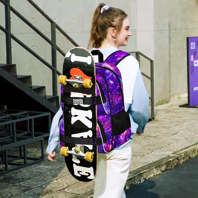 UFNDC Backpack for Girls, 17.5" Water Resistant Cat Galaxy Tie-Dye School Backpacks, Teens Bookbag for Women College Middle