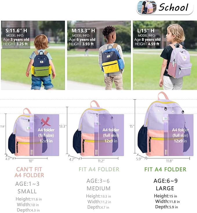 Kids Backpacks For Girls Boys, Backpack Kindergarten Elementary School, Bookbag Backpack For Kids, For School & Travel, Small Kids Child Toddler Backpack, 15" H, For Kids 6-9 Large