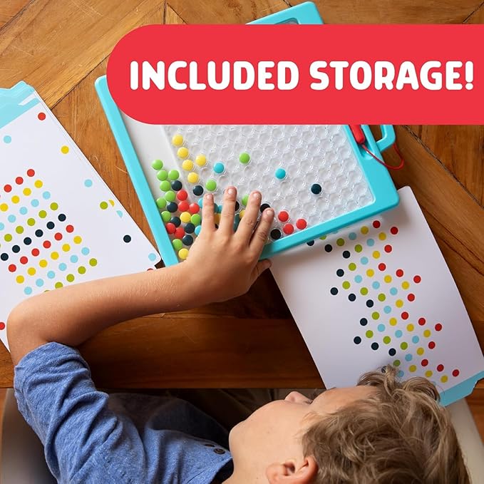 Chuckle & Roar - Magnetic Dot Art Designer - Kids Color by Number Toy - Mess Free Stencil Art for preschoolers - Magnetic Pen and Stencils Included