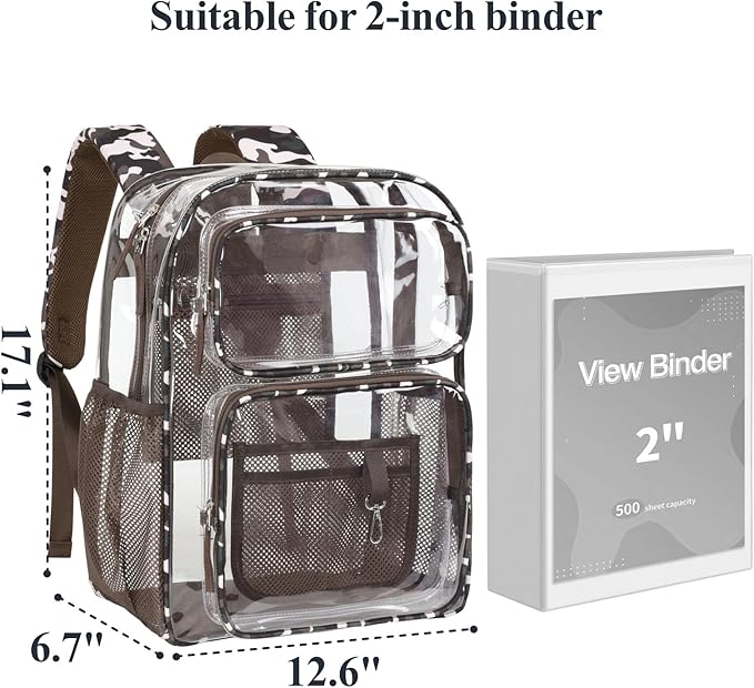 PACKISM Clear Backpack for School - 17 inch Large Heavy Duty Clear Bookbag, See Through PVC Backpacks (for age 12 above)