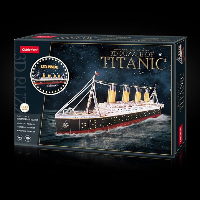CubicFun 3D Puzzles for Adults - LED Titanic 35'' Large Ship - New Home Desk Decor - House Warming, Wedding, Anniversary, Valentines Day Teacher Gifts for Him Her Stocking Stuffers for Adults