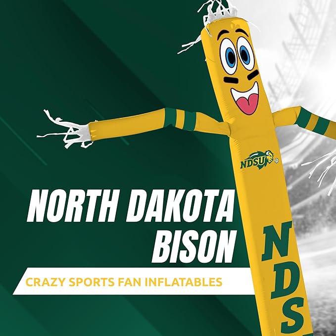 NCAA North Dakota State Bison Football Wacky Waving Inflatable Tube Guy with LED Lights & Built-in Blower - 6" x 36" x 96" Inflatable Tube Man Crazy Sports Fan Outdoor Party Decoration