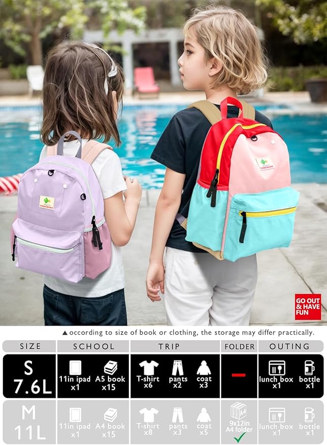 Preschool Toddler Backpack For Boys Girls, School Mini & Travel, Small Kids Child Backpacks, Kindergarten Elementary bag, 12" H, 2-4