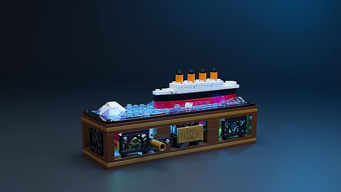 Brick Loot Titanic Iceberg Model Kit – 319-Piece Ship Building Set with LED Lights, DIY Architecture Kit for Adults & Teens, Compatible Bricks, Educational STEM Toy, Collectible Display Gift