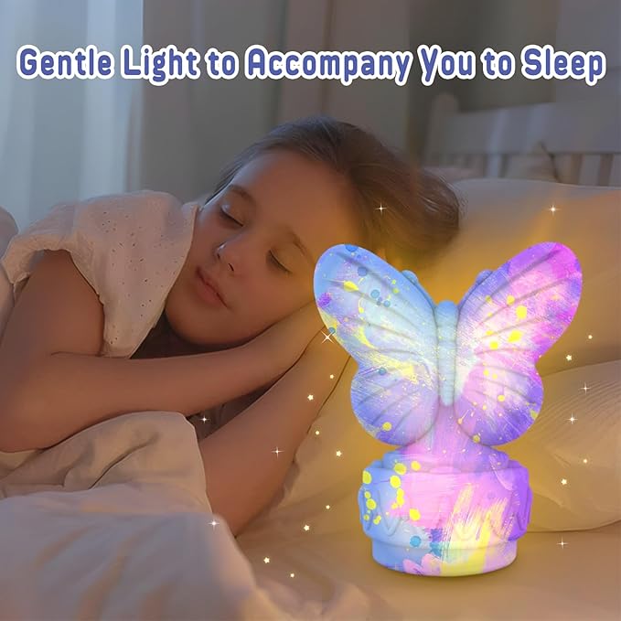 ASIOWELY Paint Your Own Butterfly Lamp Kits,Arts and Crafts Supplies for Kids Toys Ages 4-6-8-12,DIY Art Night Light Painting for Girls Ages 5-10,Birthday Gifts for 3-12+ Year Old Toddler Teens Adults