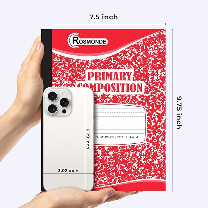 5000 Pack (Pallet) Primary Ruled Composition Notebooks Bulk, 100 Sheets (200 Pages), 9-3/4 x 7-1/2, Ideal for Grades K-2, School Districts, Wholesale Bulk Purchasing, 4-7 Days Transit