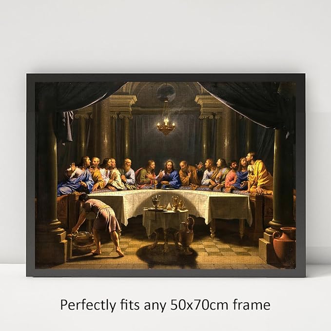 1000 Piece - Museum Jigsaw Puzzle: The Last Supper Puzzle for Adults ca. 1678 by Jean-Baptiste de Champaigne Religious Art Jesus | Christian Puzzle - Bible Puzzles for Adults