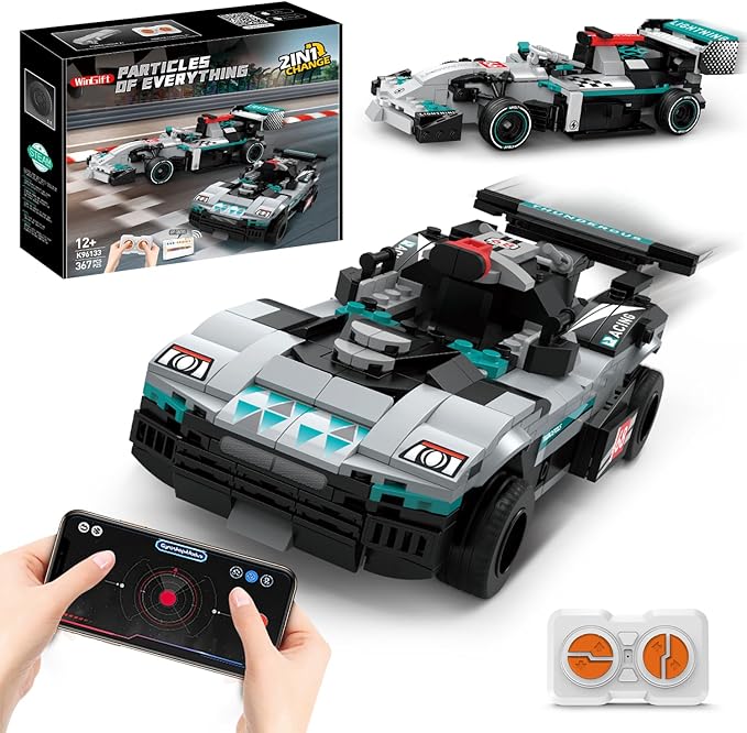 STEM Building Toys for Kids,2 in 1 Remote Control Racing Car Building Set,DIY Engineering Construction Toy,Adult Collectible Model Car Set to Build,Birthday Gift for Boys Girls Ages 8-14+