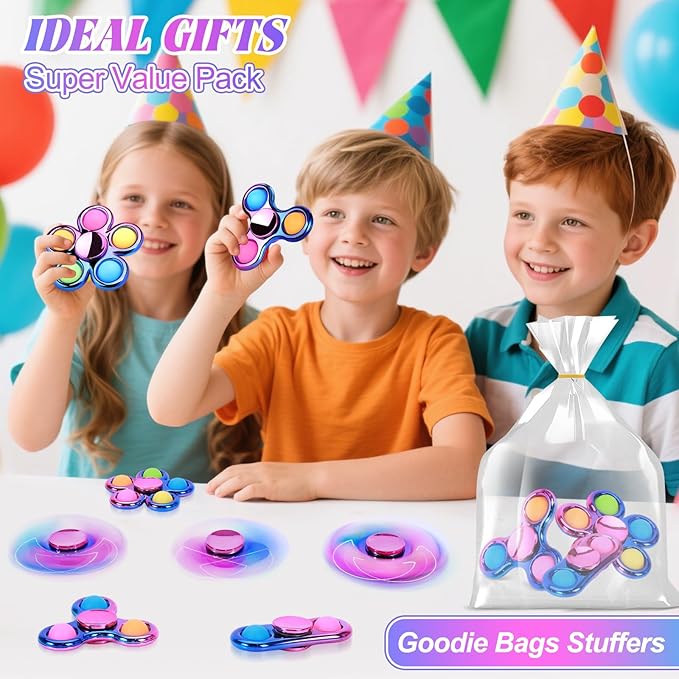 Pop Fidget Spinner Sensory Fidget Toys Adults Kids 4-8-12 with Autism ADHD, Anxiety Toys Stress Relief Teen Boy Gifts Birthday, Party Favors Classroom Return Carnival Prizes Goodie Bag Stuffers